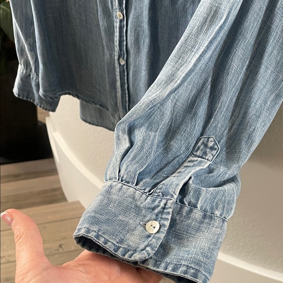 Embroidered Denim Button Down Shirt - Picture 5 of 7